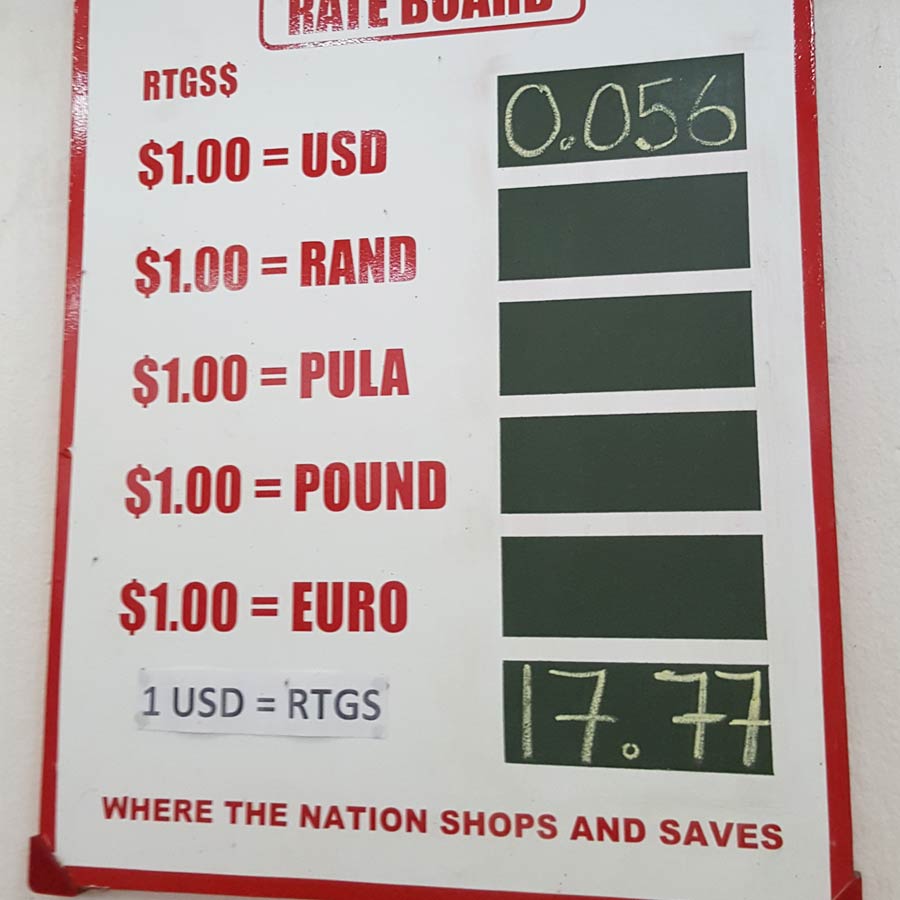 Board with exchange rates